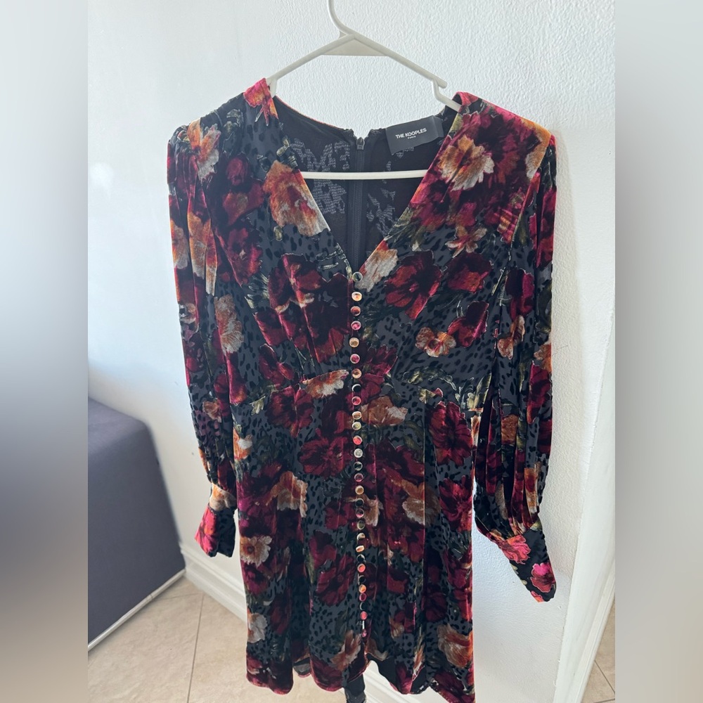The Kooples Velvet Dress - Red, Orange, Black